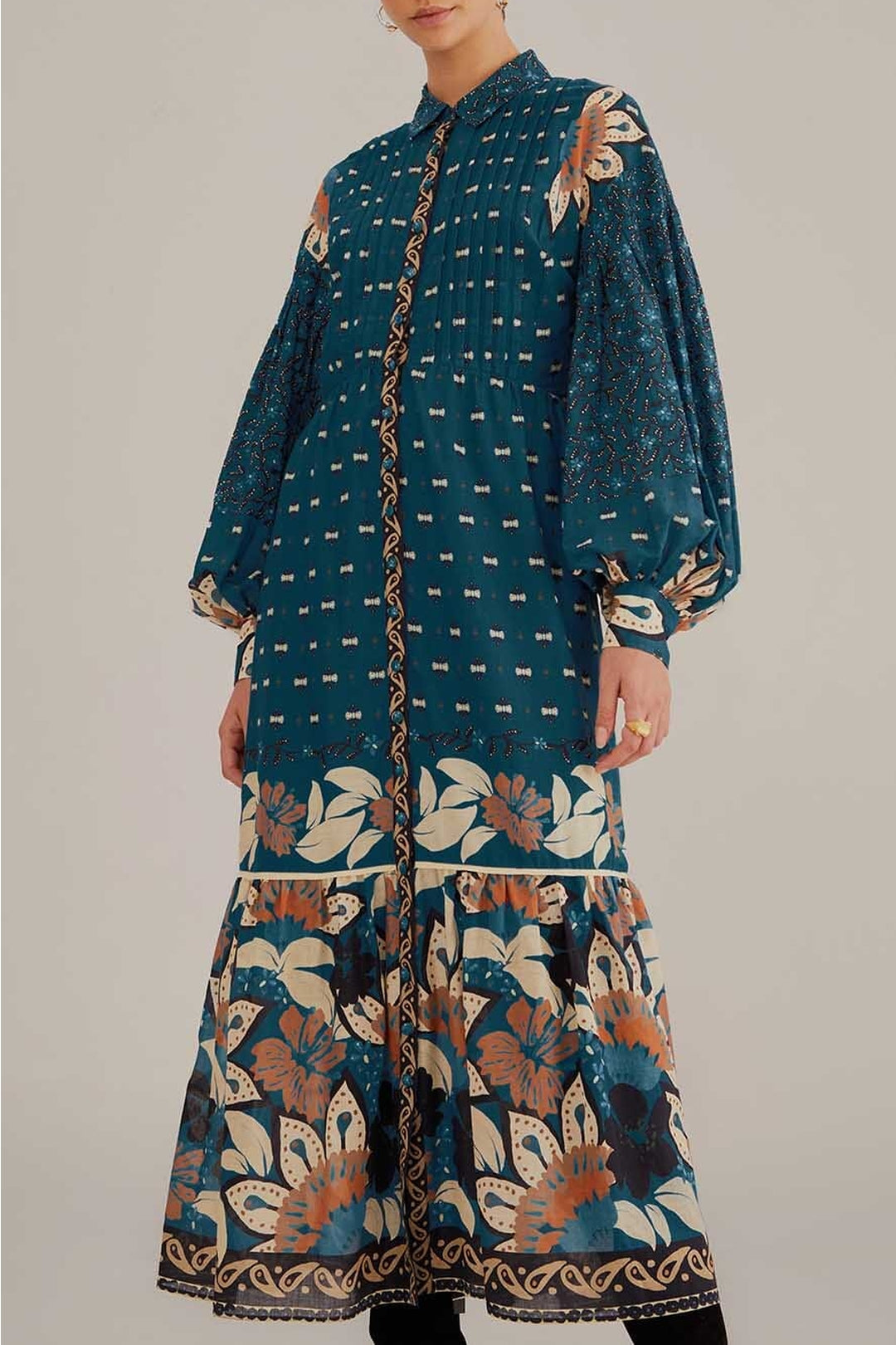 Robe longue Ainika Chill à rayures en coton - Bleu