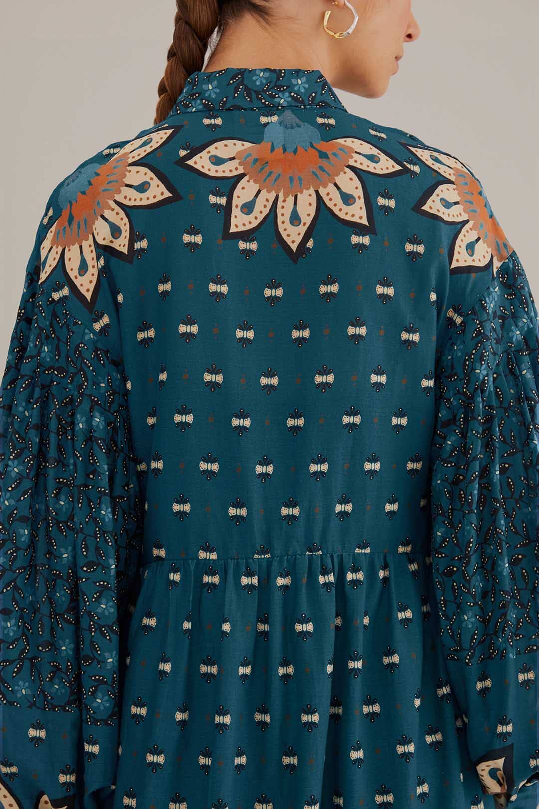 Robe longue Ainika Chill à rayures en coton - Bleu