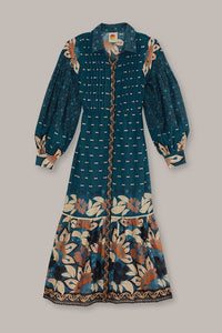 Robe longue Ainika Chill à rayures en coton - Bleu