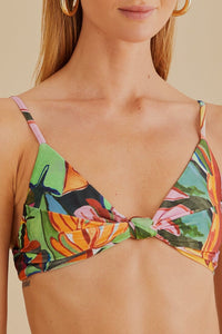 Haut de bikini Banana Foliage à nœud - Multicolore