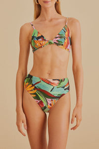 Haut de bikini Banana Foliage à nœud - Multicolore
