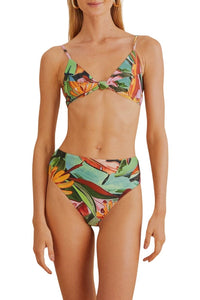 Haut de bikini Banana Foliage à nœud - Multicolore