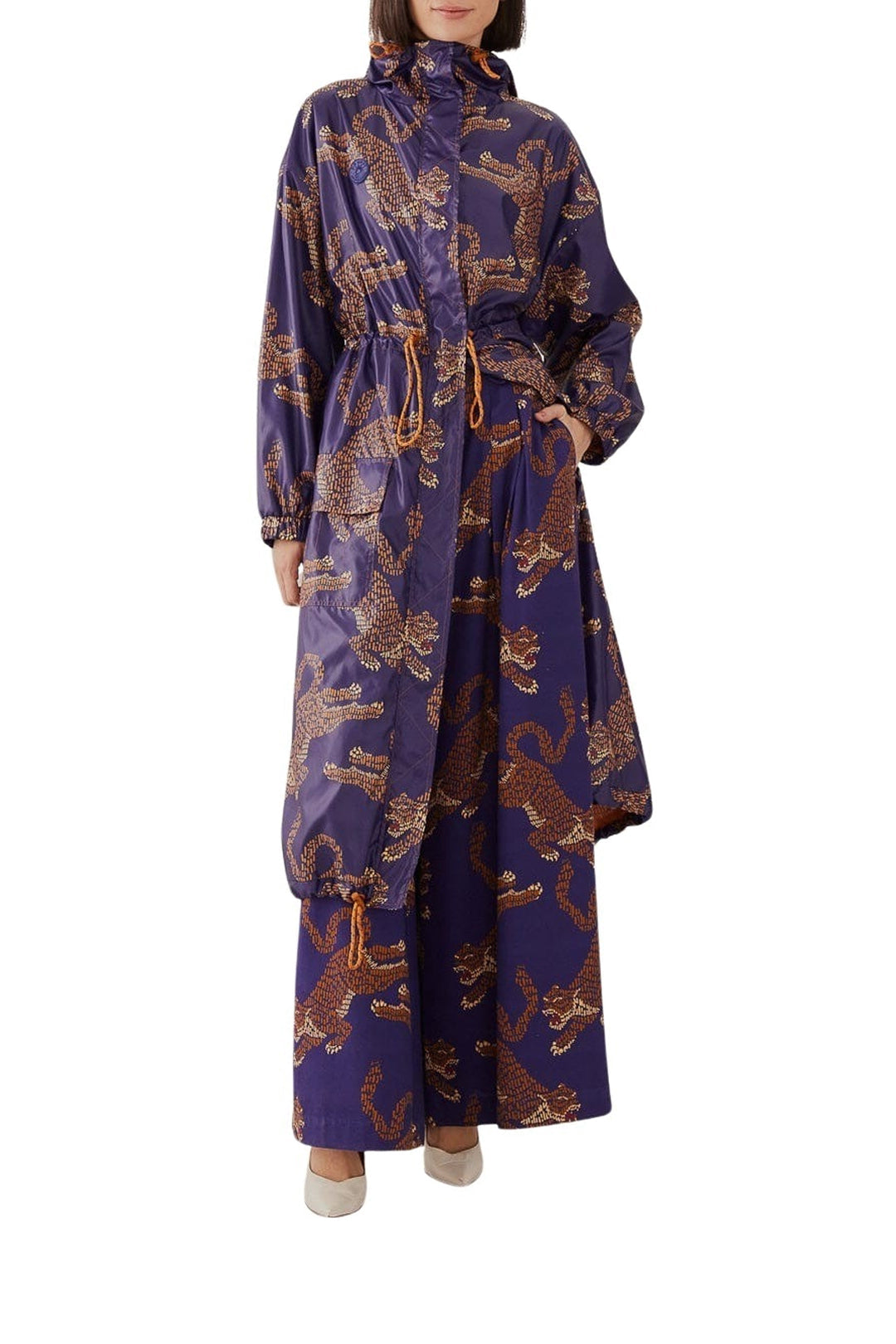 Parka à imprimé léopard - Bleu