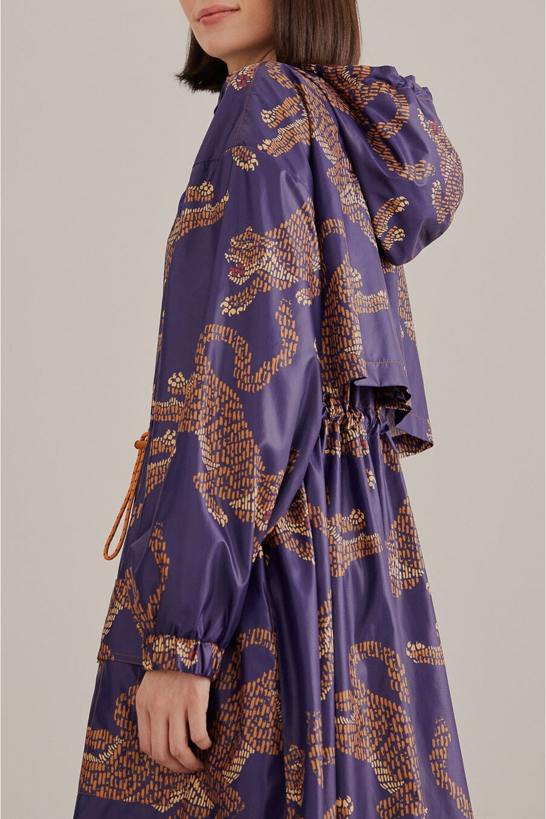 Parka à imprimé léopard - Bleu