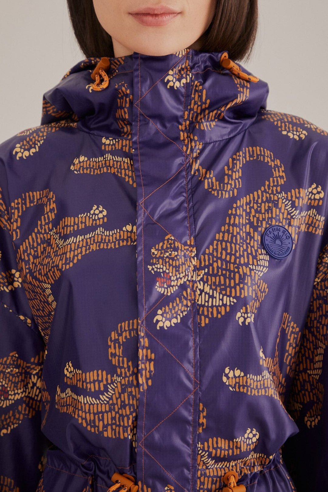 Parka à imprimé léopard - Bleu