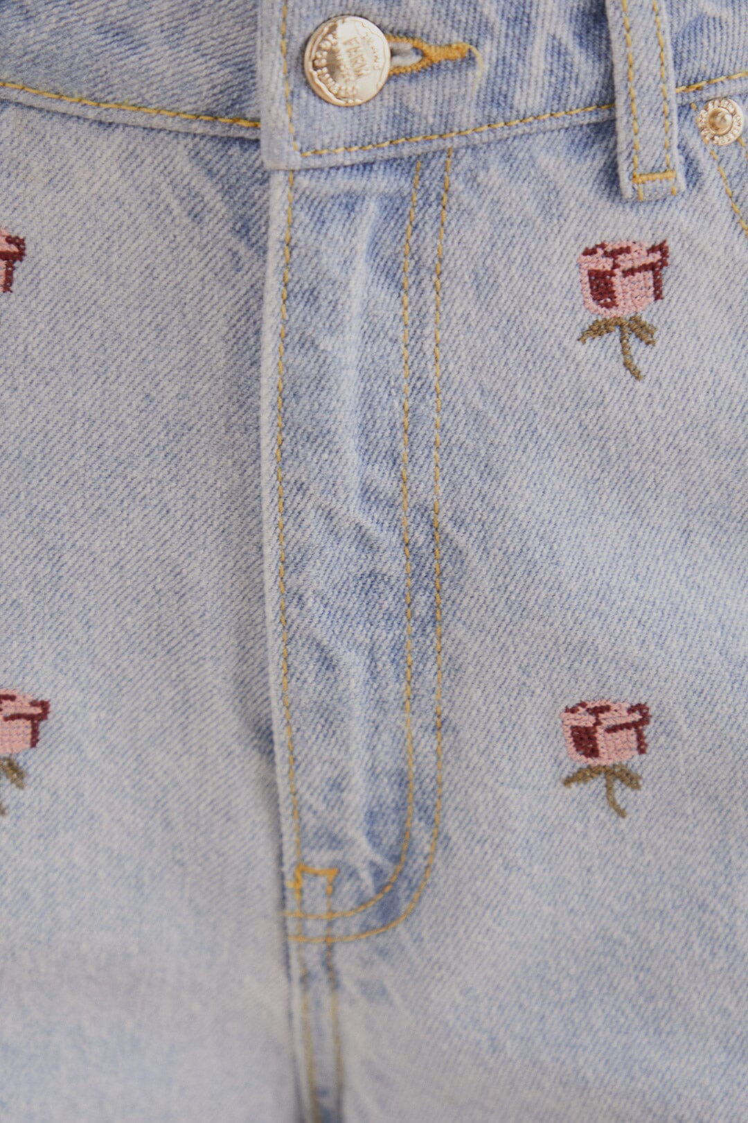Pantalon en denim brodé - Bleu