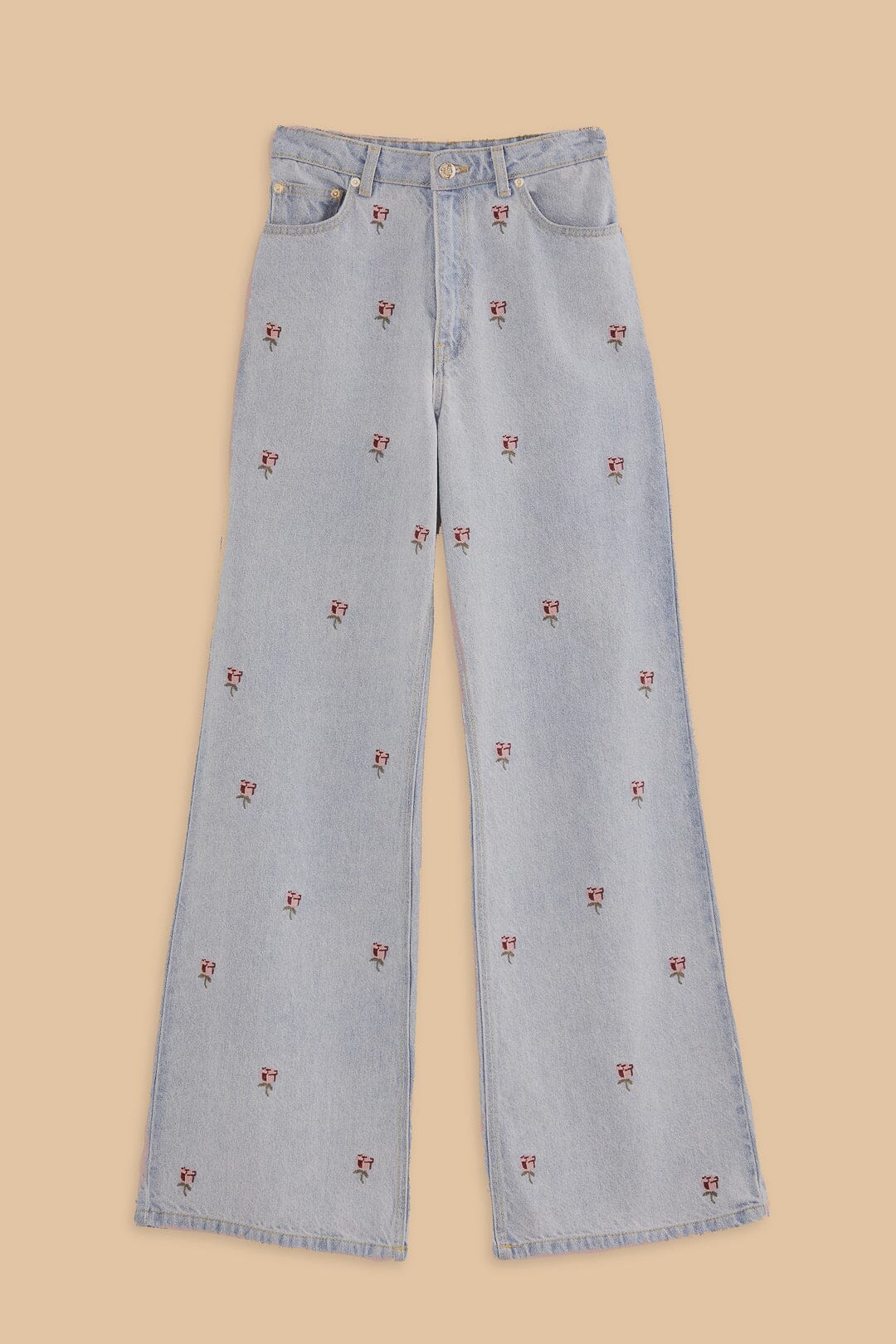 Pantalon en denim brodé - Bleu