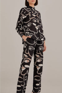 Pantalon Richelieu en coton - Noir