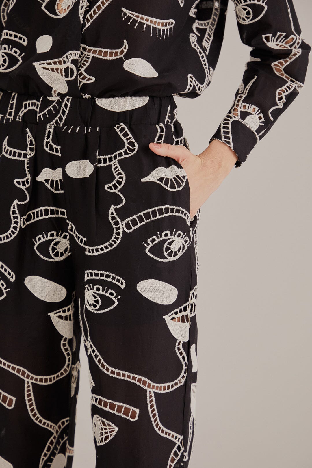 Pantalon Richelieu en coton - Noir