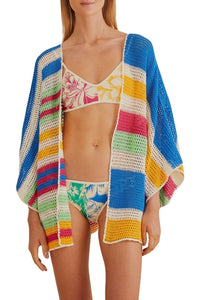 Kimono à rayures en coton - Multicolore