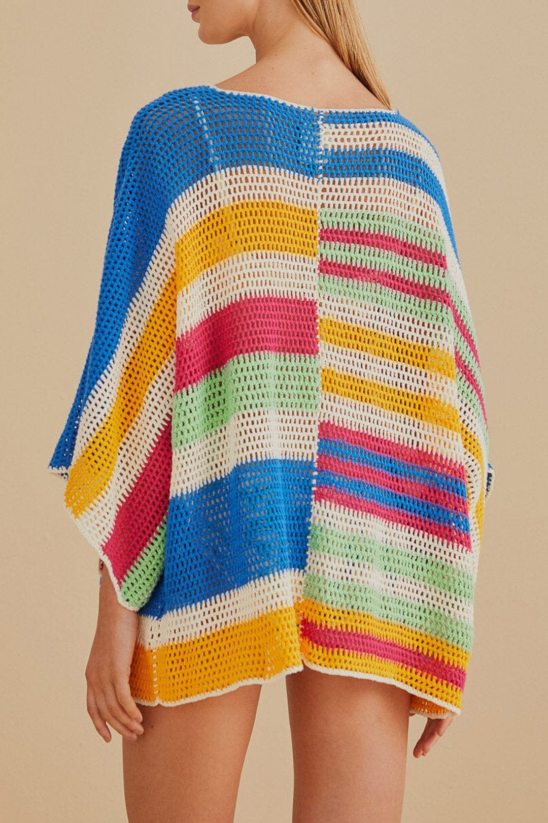 Kimono à rayures en coton - Multicolore