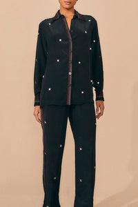 Pantalon miroir Arc-en-ciel à perles - Noir