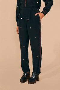 Pantalon miroir Arc-en-ciel à perles - Noir