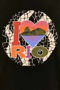 T-shirt à épaulettes I Love Rio en coton - Noir