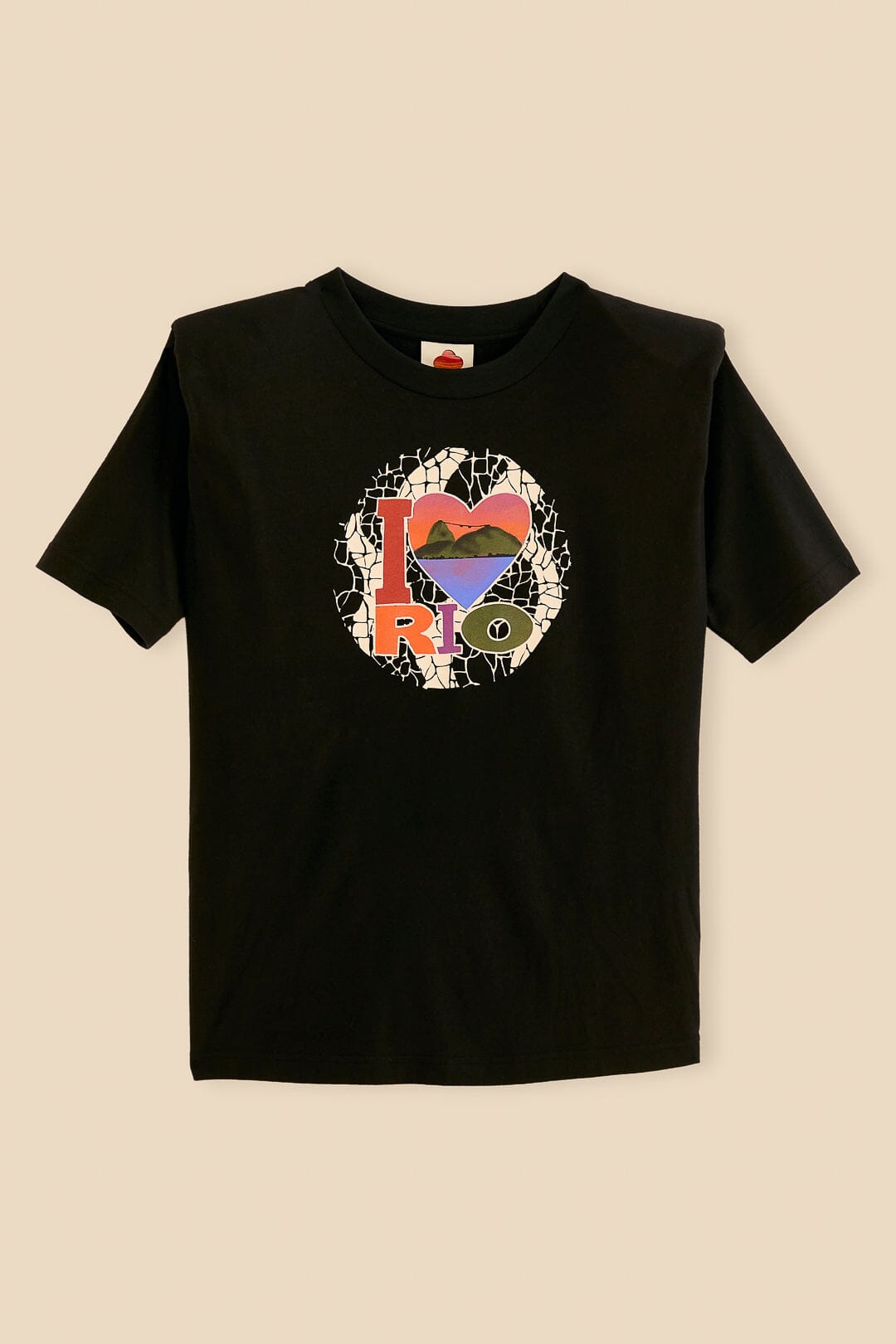 T-shirt à épaulettes I Love Rio en coton - Noir