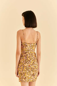 Robe courte à fleurs de Carambole en lin - Jaune