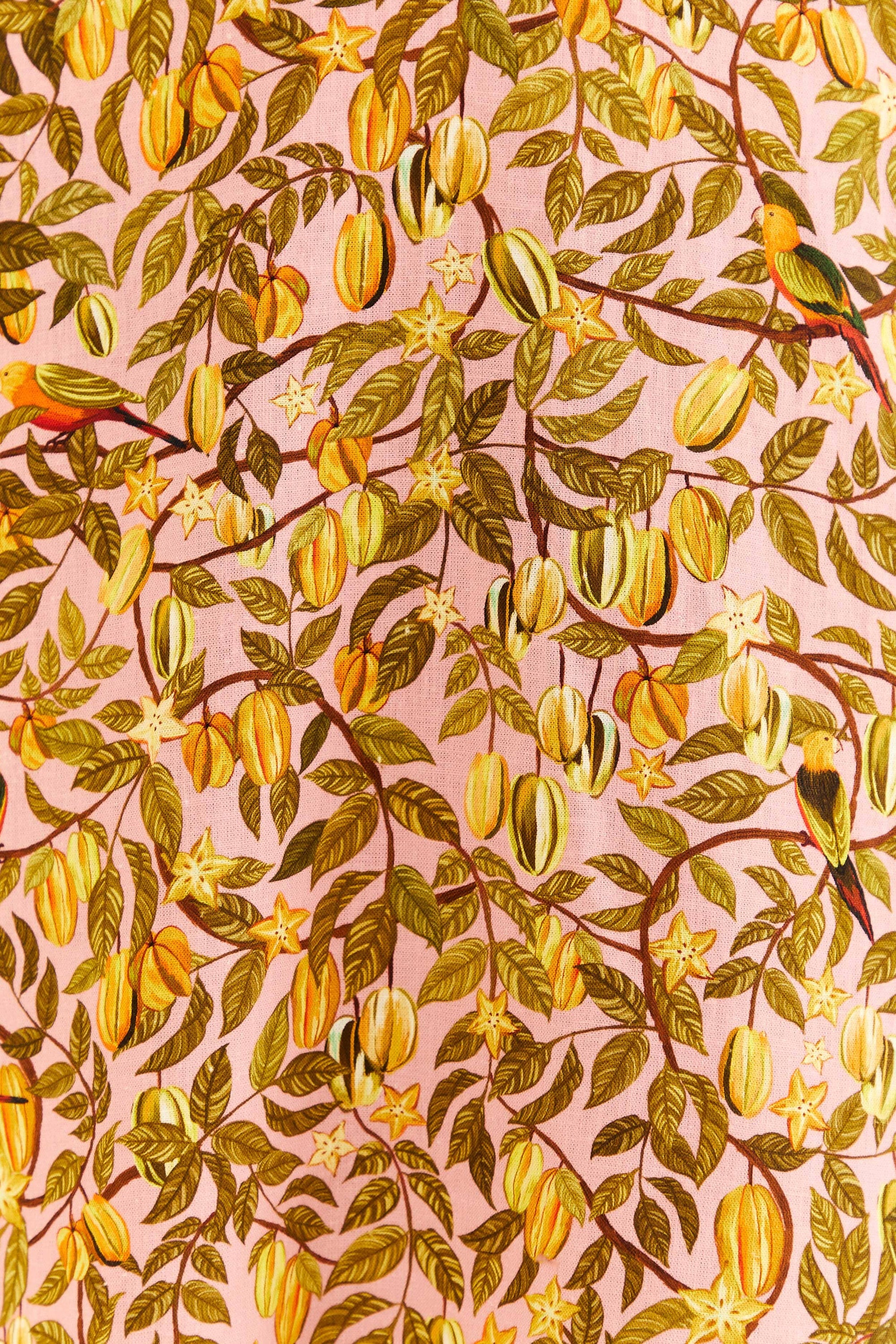 Robe courte à fleurs de Carambole en lin - Jaune
