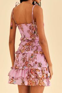 Robe courte Floral Monkey à motif en coton - Violet