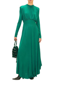 Robe longue Emeraude à col montant - Vert
