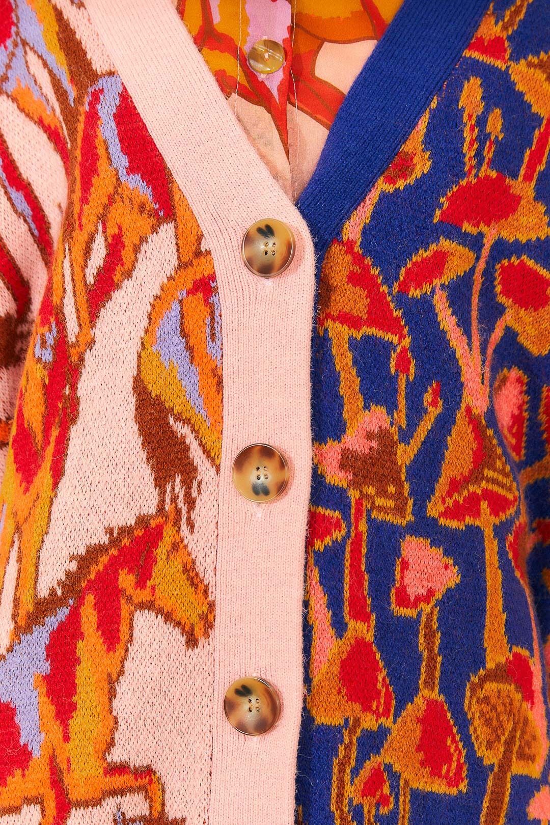 Cardigan Mushrooms en maille à motif - Bleu
