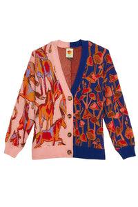 Cardigan Mushrooms en maille à motif - Bleu