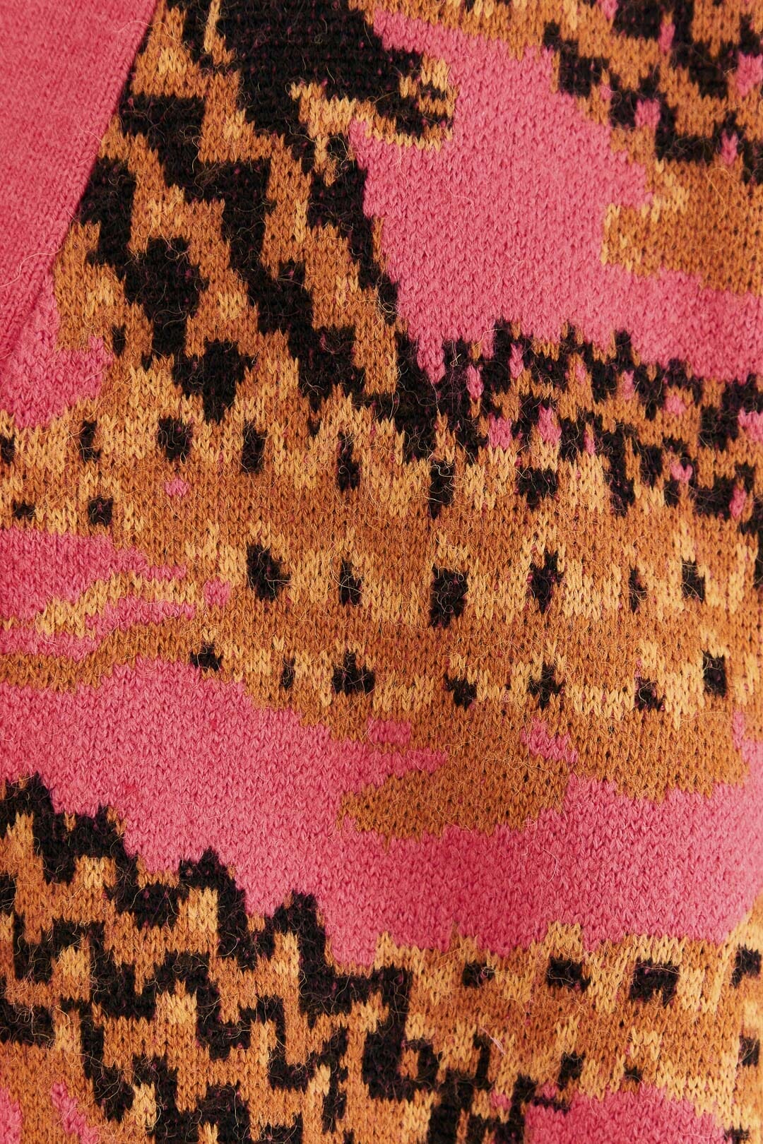 Cardigan en maille à motifs Léopard - Rose