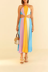 Robe longue sans manchesColor Blocking - Multicolore