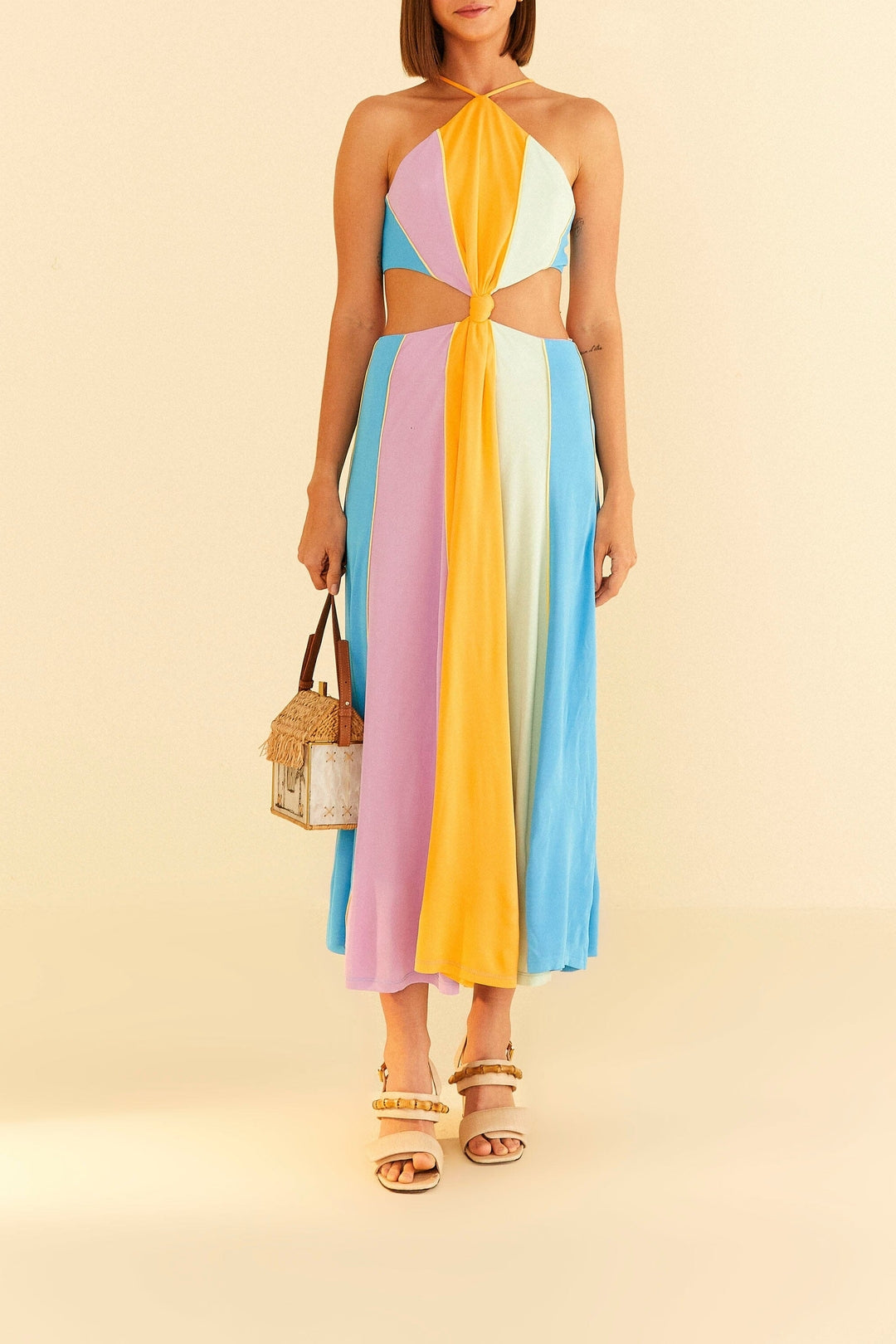Robe longue sans manchesColor Blocking - Multicolore