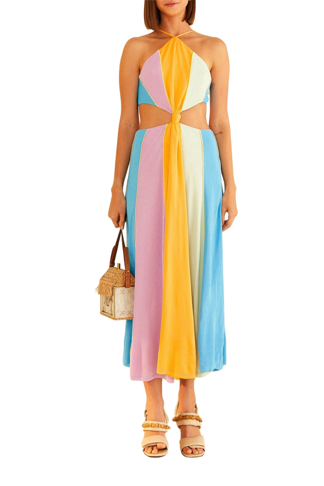 Robe longue sans manchesColor Blocking - Multicolore
