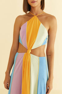 Robe longue sans manchesColor Blocking - Multicolore