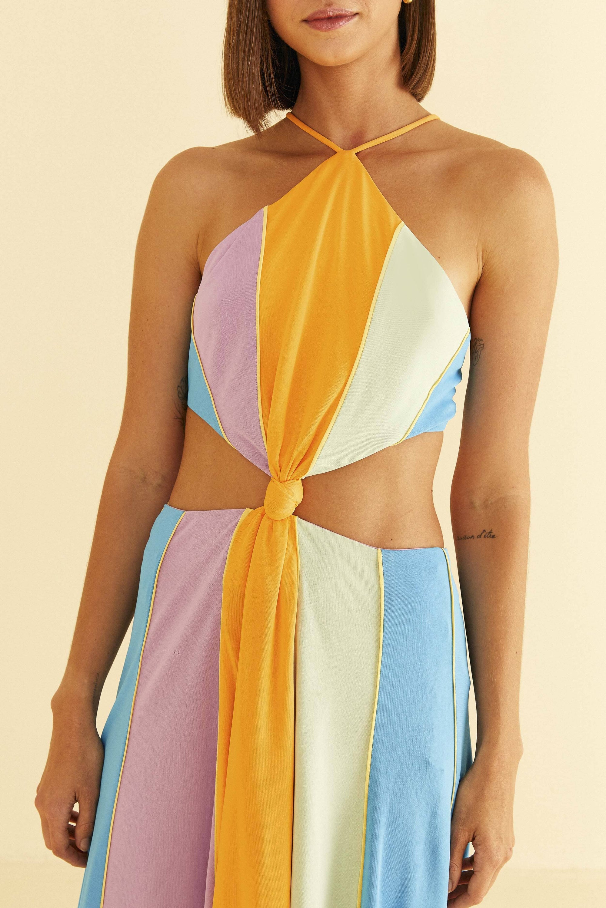 Robe longue sans manchesColor Blocking - Multicolore