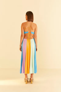 Robe longue sans manchesColor Blocking - Multicolore