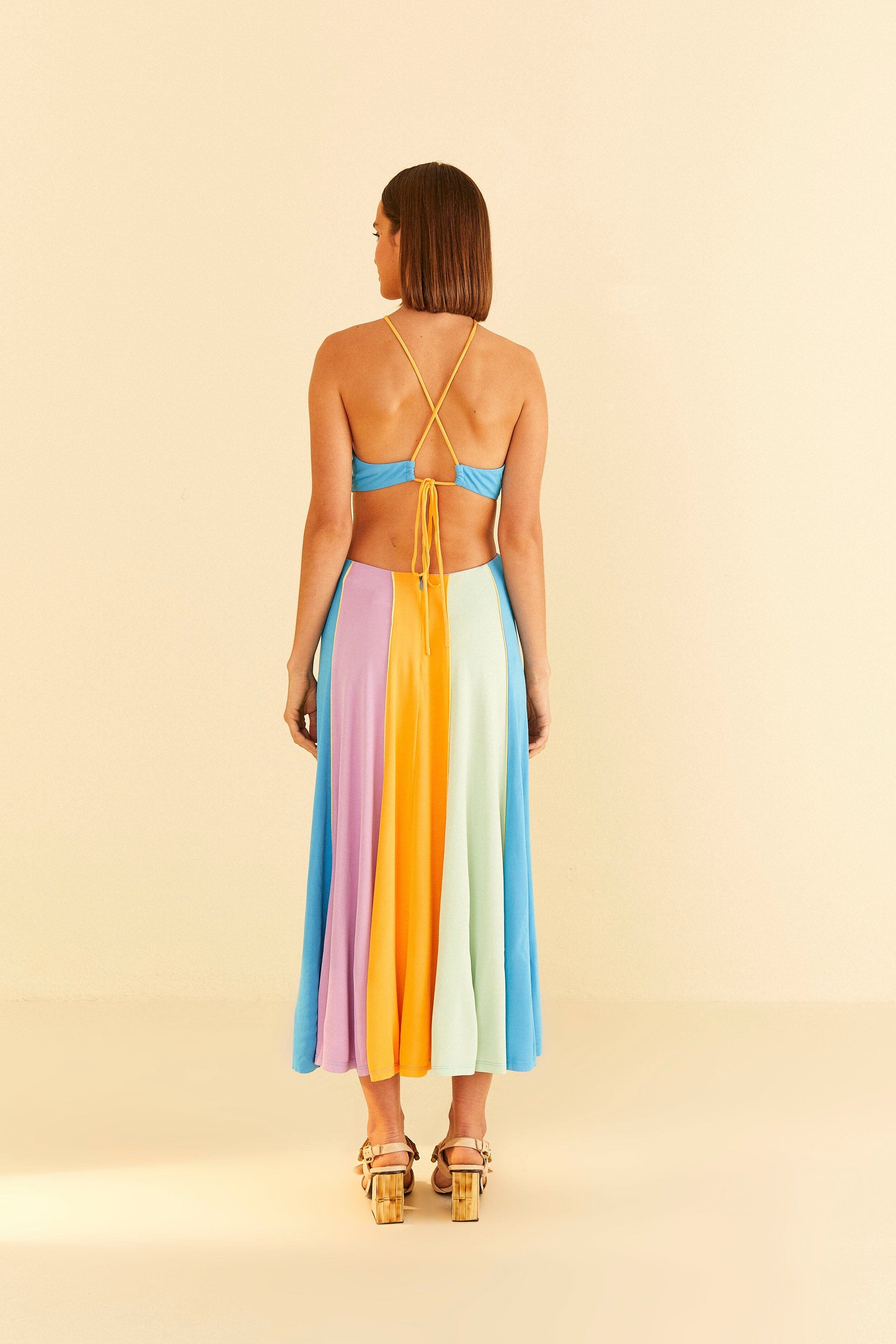 Robe longue sans manchesColor Blocking - Multicolore