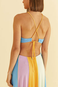 Robe longue sans manchesColor Blocking - Multicolore