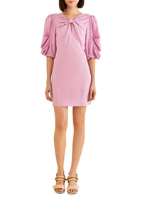Robe courte à manches courtes en lin - Violet