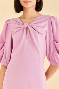 Robe courte à manches courtes en lin - Violet