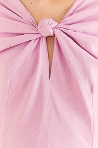 Robe courte à manches courtes en lin - Violet