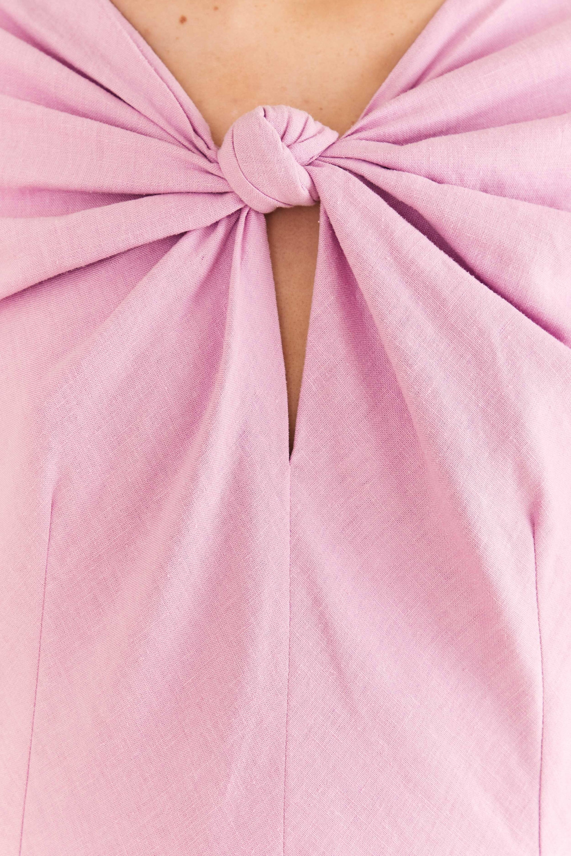 Robe courte à manches courtes en lin - Violet