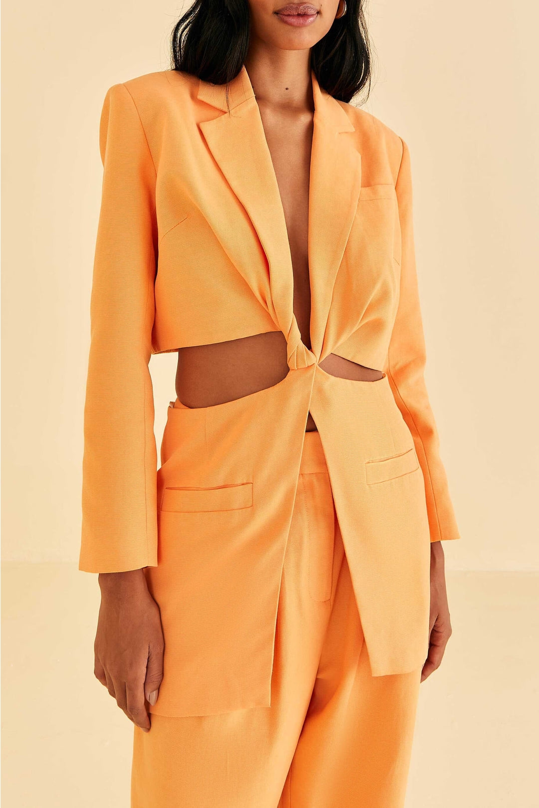 Blazer Peach à découpes en coton - Orange