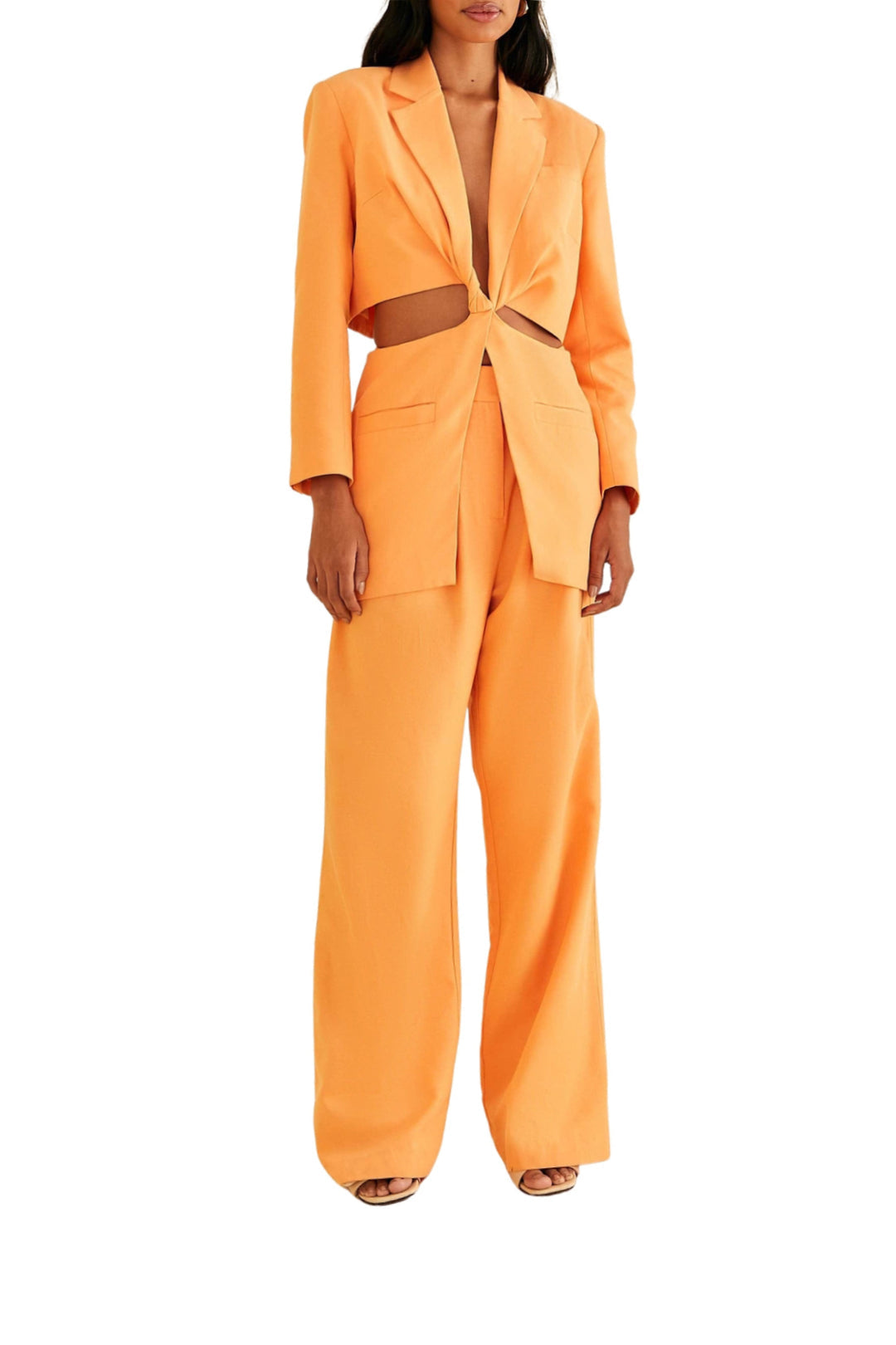 Pantalon taille basse en coton - Orange