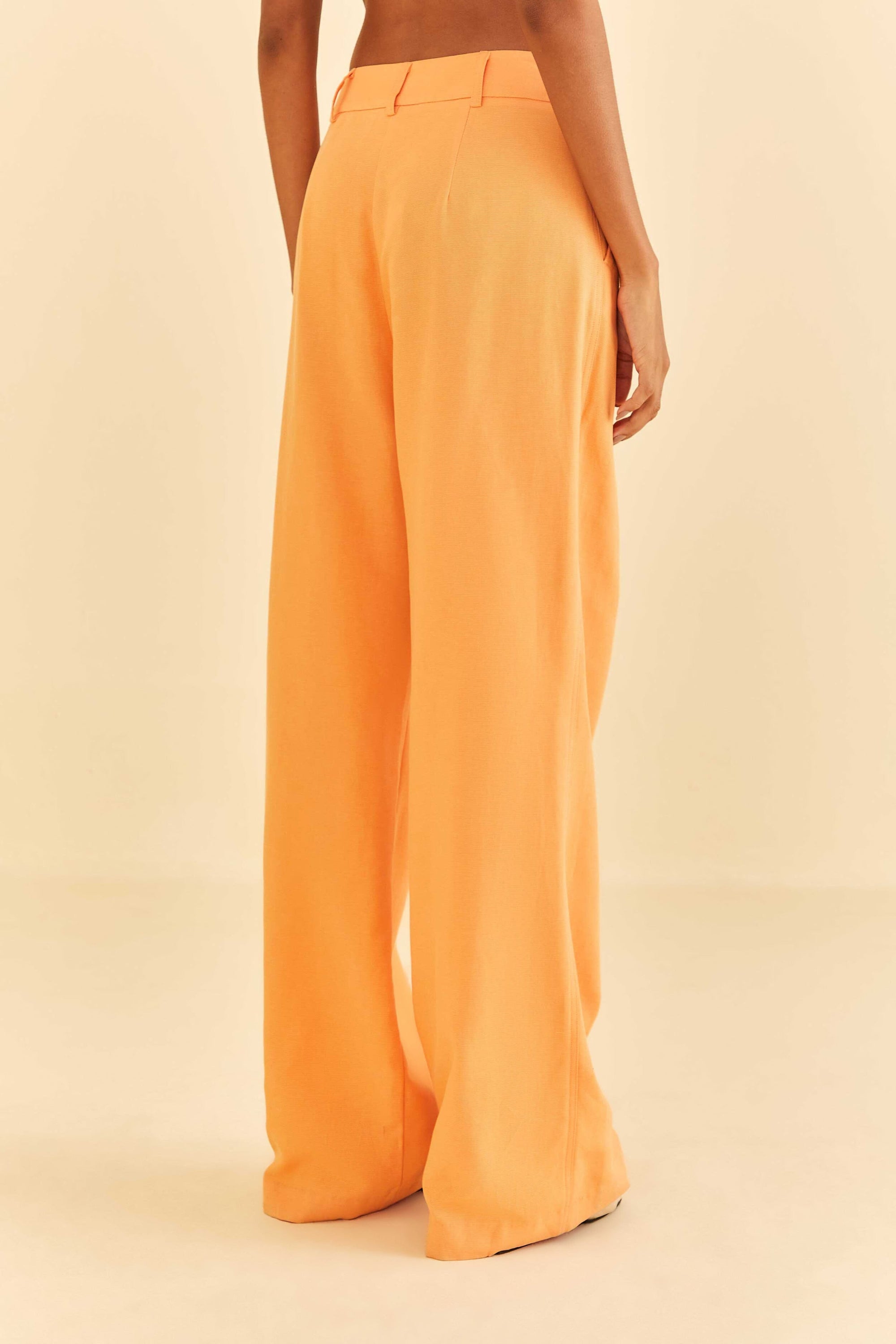 Pantalon taille basse en coton - Orange