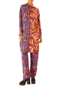 Chemise longue à motif de chevaux - Multicolore