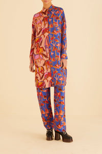 Chemise longue à motif de chevaux - Multicolore