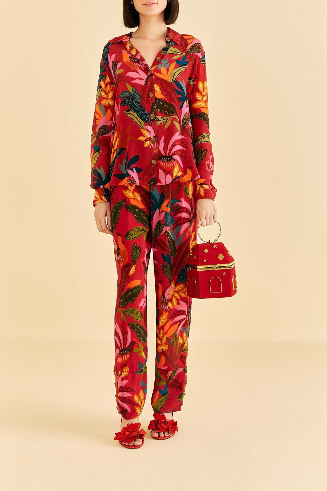 Pantalon Rooster Leaves - Rouge