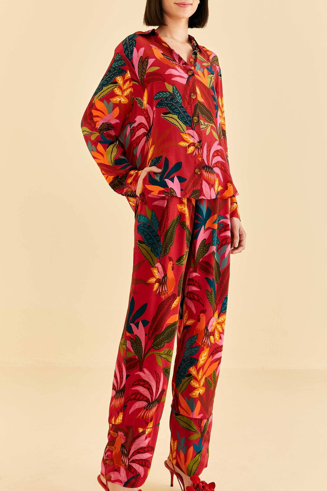 Pantalon Rooster Leaves - Rouge