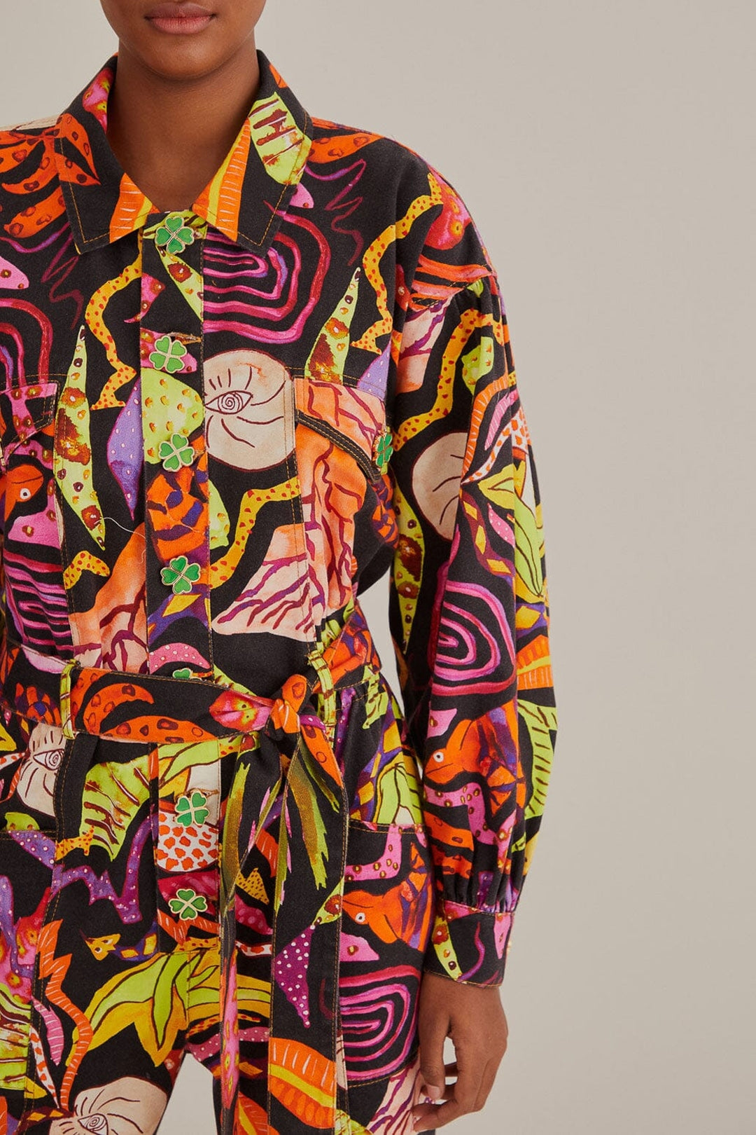 Combinaison longue Jardin psychédélique en coton - Multicolore