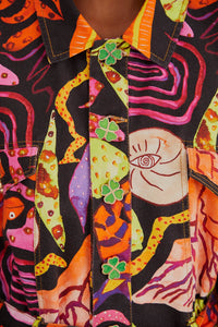 Combinaison longue Jardin psychédélique en coton - Multicolore