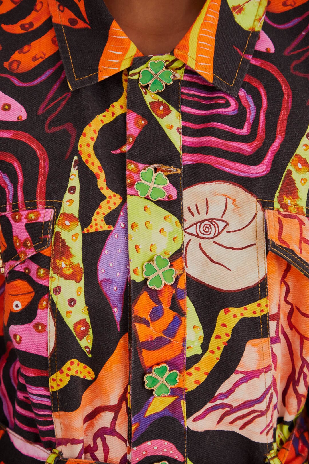 Combinaison longue Jardin psychédélique en coton - Multicolore