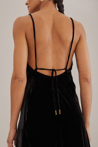 Robe midi en velours Richelieu - Noir
