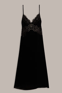 Robe midi en velours Richelieu - Noir